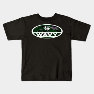 Wavy Badge Green Crystal Kids T-Shirt